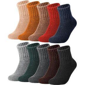 Hoosige 10 Pairs Vintage Winter Boots Socks for Women Wool Socks Thick Warm Crew Socks Hiking US Size 5-9 Soft Cozy Athletic Knit Thermal Socks for Hiking Sports Gifts in Kuwait
