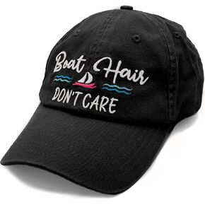 Lifecraft Boat Hair Don't Care Embroidered Washed Distressed Denim Womens Baseball Cap Cotton Dad Hat Boater Gift in Saudi Arabia