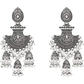 Jhumka شرابة إسقاط أقراط الزفاف للنساء العرقية الأفغانية الذهب Oorbellen خمر بوهو القبلية مصر نيبال الغجر مجوهرات in Saudi Arabia