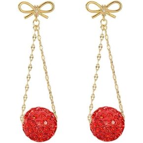 Gold Plated Snowflake Santa Claus Threader Tassel Earrings for Women Girls Sterling Silver Pins Red Crystal Cubic Zriconia Sock Christmas Hat Dangle Drop Christmas Tree Earring Studs Cute Christmas Xmas Party Gifts Fashion Jewelry