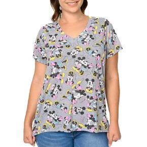 Disney Plus Size Womens V-Neck T-Shirt Mickey Minnie Mouse Love in Saudi Arabia