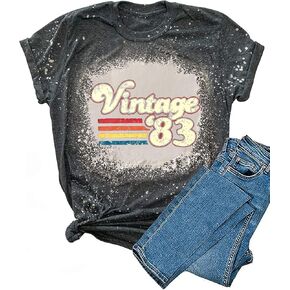 Vintage 1983 T Shirt for Women 40th Birthday Shirts Vintage Graphic Tees Retro Casual Short Sleeve Shirt in Saudi Arabia