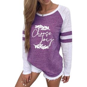 shifeier Women's Letters Printed T-Shirt Long Sleeves Faith Over Fear Tee Tops in Kuwait