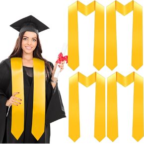 موكوم 4 قطع من شالات التخرج بطول 72 انش، وشاح تخرج ذهبي للجنسين للبالغين من الجنسين لحفلات التخرج 2023، ذهبي، مقاس واحد, ذهبي in Kuwait