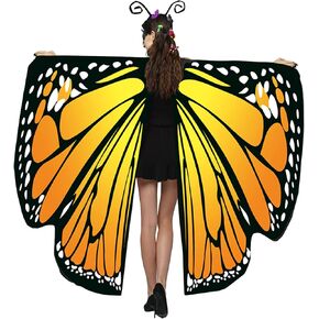 yolsun Butterfly Wings Costume for Women Double-Sided Printing Mardi gras Fairy Cape Ladies Butterfly Costumes