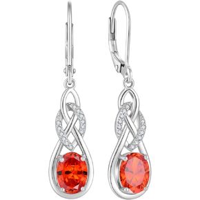 Blaniy Oval Drop Dangle Earrings 925 Sterling Silver Infinity Leverback Earrings Birthstone Jewelry Gifts for Women