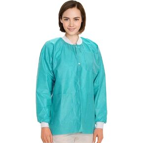 AMZ Medical Supply Teal Disposable Lab Coats for Adults, Small. Pack of 10 Disposable Lab Coat 45 GSM SMS. Disposable Coats Medical. Adult Lab Coat Disposable with Knitted Cuffs, Collar, 3 Pockets