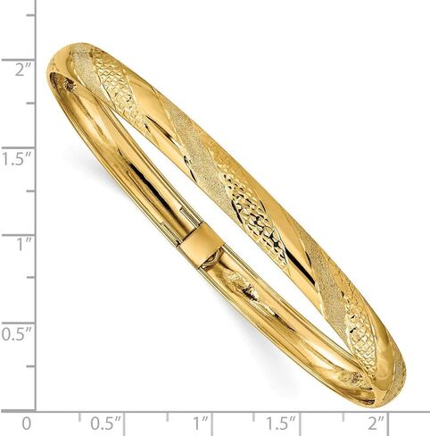 Solid 14k Yellow Gold Twisted Diamond-Cut Flexible Bangle Cuff Bracelet 7.5" (Width = 6mm) in Saudi Arabia