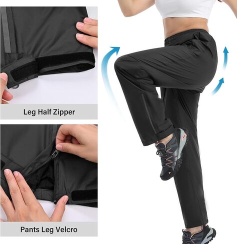 Ourcan Rain Pants Women Waterproof Pants Lightweight Breathable Hiking Cycling Outdoor with Pocket in Kuwait