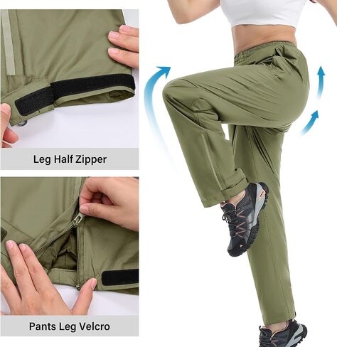 Ourcan Rain Pants Women Waterproof Pants Lightweight Breathable Hiking Cycling Outdoor with Pocket in Kuwait