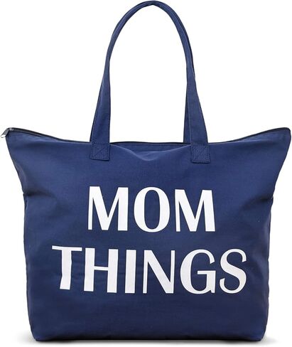 Ugiftcorner Baby Shower Gifts for Mom Tote Bag Mommy Bag for Hospital Mom Things Mom to Be Gifts Christmas Mothers Day Gifts for New Mom Canvas Shoulder Bag with Interior Pocket Cotton Navy Blue in Kuwait