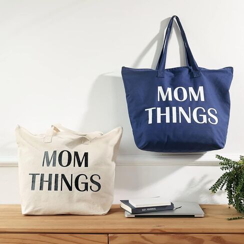 Ugiftcorner Baby Shower Gifts for Mom Tote Bag Mommy Bag for Hospital Mom Things Mom to Be Gifts Christmas Mothers Day Gifts for New Mom Canvas Shoulder Bag with Interior Pocket Cotton Navy Blue in Kuwait
