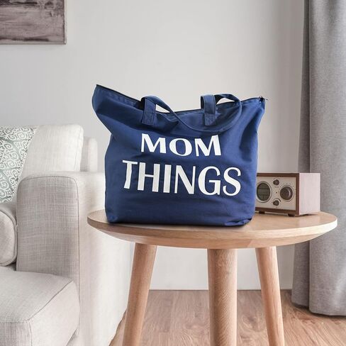 Ugiftcorner Baby Shower Gifts for Mom Tote Bag Mommy Bag for Hospital Mom Things Mom to Be Gifts Christmas Mothers Day Gifts for New Mom Canvas Shoulder Bag with Interior Pocket Cotton Navy Blue in Kuwait