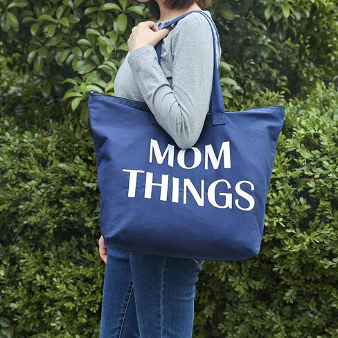 Ugiftcorner Baby Shower Gifts for Mom Tote Bag Mommy Bag for Hospital Mom Things Mom to Be Gifts Christmas Mothers Day Gifts for New Mom Canvas Shoulder Bag with Interior Pocket Cotton Navy Blue in Kuwait