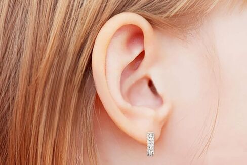 أقراط دائرية من الألماس على شكل حرف U للنساء من Femme Luxe 0.35 قيراط، مطلية بالذهب عيار 14 قيراط من الفضة الإسترلينية عيار 925، لا تسبب الحساسية in Kuwait