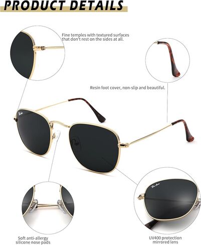 Pro Acme Vintage Square Sunglasses,Classic Glass Lens Metal Frame Retro Trendy Shade Sun Glasses in Kuwait