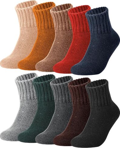 Hoosige 10 Pairs Vintage Winter Boots Socks for Women Wool Socks Thick Warm Crew Socks Hiking US Size 5-9 Soft Cozy Athletic Knit Thermal Socks for Hiking Sports Gifts in Kuwait