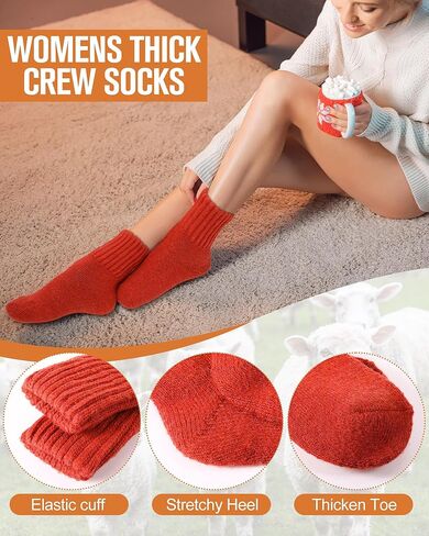 Hoosige 10 Pairs Vintage Winter Boots Socks for Women Wool Socks Thick Warm Crew Socks Hiking US Size 5-9 Soft Cozy Athletic Knit Thermal Socks for Hiking Sports Gifts in Kuwait