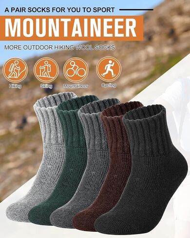 Hoosige 10 Pairs Vintage Winter Boots Socks for Women Wool Socks Thick Warm Crew Socks Hiking US Size 5-9 Soft Cozy Athletic Knit Thermal Socks for Hiking Sports Gifts in Kuwait