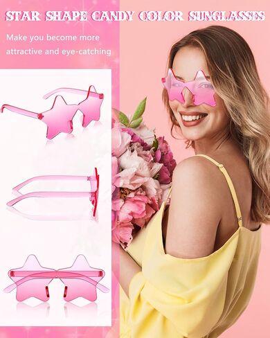 Rimless Star Shape Sunglasses Sun Glasses for Women Men Candy Color Star Glasses Sunglasses Tinted Glasses for Women in Saudi Arabia