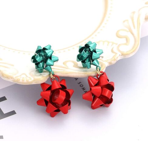 6pairs Christmas Drop Earrings Xmas Present Bow Earrings Glitter Light Bulb Dangle Earrings Christmas Jewelry Holiday Stud Earrings for Women Girls in Kuwait