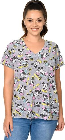 Disney Plus Size Womens V-Neck T-Shirt Mickey Minnie Mouse Love in Saudi Arabia