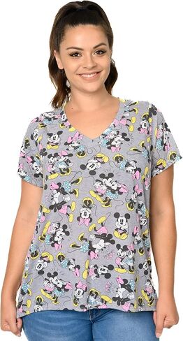 Disney Plus Size Womens V-Neck T-Shirt Mickey Minnie Mouse Love in Saudi Arabia