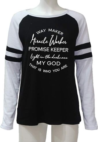shifeier Women's Letters Printed T-Shirt Long Sleeves Faith Over Fear Tee Tops in Kuwait