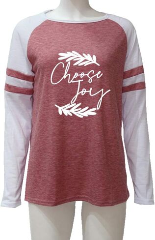 shifeier Women's Letters Printed T-Shirt Long Sleeves Faith Over Fear Tee Tops in Kuwait