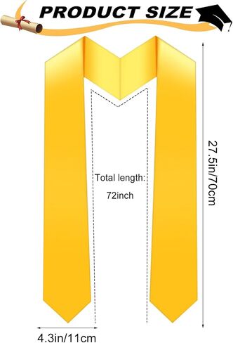 موكوم 4 قطع من شالات التخرج بطول 72 انش، وشاح تخرج ذهبي للجنسين للبالغين من الجنسين لحفلات التخرج 2023، ذهبي، مقاس واحد, ذهبي in Kuwait