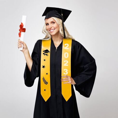 موكوم 4 قطع من شالات التخرج بطول 72 انش، وشاح تخرج ذهبي للجنسين للبالغين من الجنسين لحفلات التخرج 2023، ذهبي، مقاس واحد, ذهبي in Kuwait