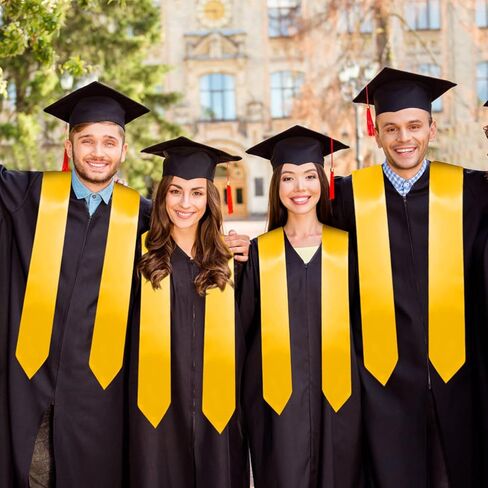 موكوم 4 قطع من شالات التخرج بطول 72 انش، وشاح تخرج ذهبي للجنسين للبالغين من الجنسين لحفلات التخرج 2023، ذهبي، مقاس واحد, ذهبي in Kuwait