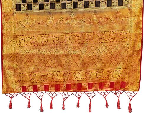 الساري الهندي للنساء من باناراسي آرت الحرير المنسوج ساري | ساري هندي تقليدي هدية زفاف ديوالي مع بلوزة غير مخيطة in Kuwait