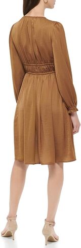 Tommy Hilfiger Women's Fit and Flare Woven Long Sleeve V-Neck Dress in Saudi Arabia