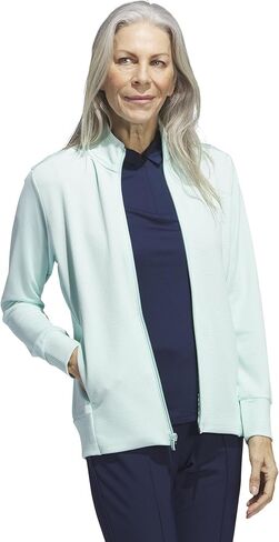 adidas Golf Women's Standard Textured Full-Zip Jacket, semi Flash Aqua in Saudi Arabia