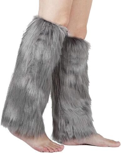 YELAIVP Faux Fur Leg Warmer Warm Fuzzy Boot Covers Winter Fur Boot Covers for Women Christmas, Halloween Party Accessory in Kuwait