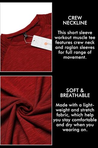 COOFANDY Mens 2 Packs Fitted T-Shirts Pleats Sleeve Muscle Workout Shirt Longline Gym Tee in Kuwait