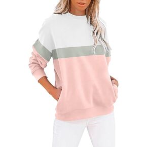 سويت شيرت نسائي كاجوال بأكمام طويلة ورقبة دائرية من BKRIVE، بلوفر كاجوال/بلوفر سادة، ملابس علوية مريحة in Kuwait