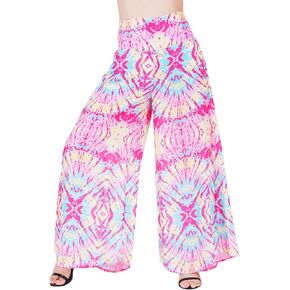LOFBAZ Women's Wide Leg Palazzo Pants Yoga Lounge Hippie Harem Flowy Trousers