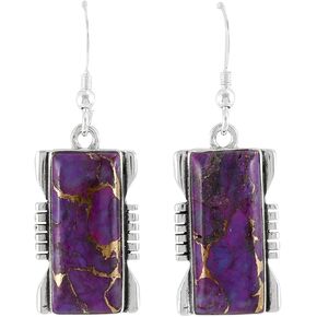 Turquoise Earrings 925 Sterling Silver & Genuine Turquoise (Choose Color)