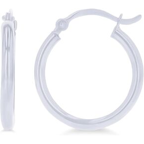 Solid 14k Yellow Gold Solid 2mm Tube Classic Polished Hoop Earrings, 15mm-90mm