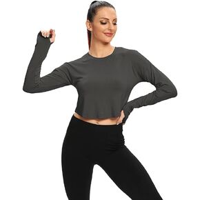 قمصان Mippo النسائية ذات الأكمام الطويلة للتمارين الرياضية مع فتحة للإبهام in Kuwait