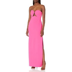 BCBGMAXAZRIA Women's Strapless Long Evening Dress W Wire Cut Out Neck Bonded Bodice Floor Length Column Skirt Side Slit