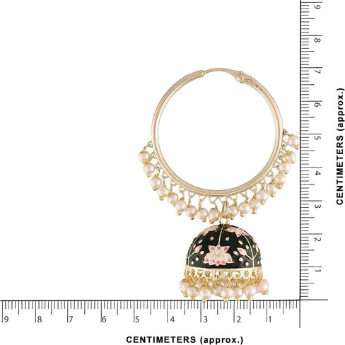 أقراط Jhumki من I Jewels مطلية بالذهب 18 قيراط هندي بوليوود للحفلات الاحتفالية بالمينا واللؤلؤ للنساء (E2915) in Kuwait