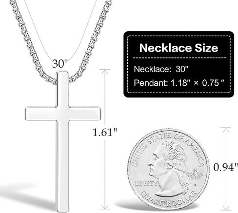 MOONYOYO 2Pcs Cross Necklace for Men,Black Silver Stainless Steel Cross Necklace Pendant Necklace for Mens Cross Chain Boy Jewelry 16-30 Inch in Saudi Arabia