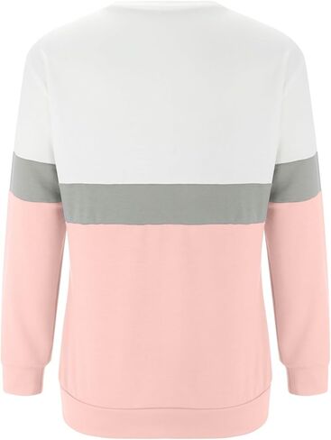 سويت شيرت نسائي كاجوال بأكمام طويلة ورقبة دائرية من BKRIVE، بلوفر كاجوال/بلوفر سادة، ملابس علوية مريحة in Kuwait