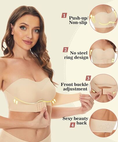 حمالة صدر بدون حمالات للنساء حمالة صدر بإبزيم أمامي وسحب ما يصل بدون سلك ملابس داخلية غير قابلة للانزلاق وحزام قابل للانفصال in Kuwait