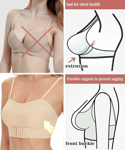 حمالة صدر بدون حمالات للنساء حمالة صدر بإبزيم أمامي وسحب ما يصل بدون سلك ملابس داخلية غير قابلة للانزلاق وحزام قابل للانفصال in Kuwait