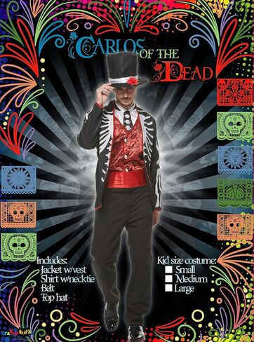 زي Megartico Day of The Dead الرجالي ذو الهيكل العظمي للهالوين in Kuwait