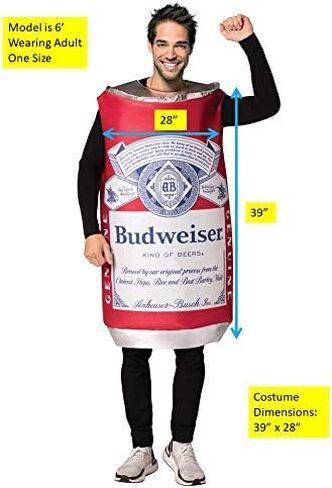 Rasta Imposta Budweiser Vintage Beer Can Costume Unisex design fits Men Women 21+ of age in Saudi Arabia